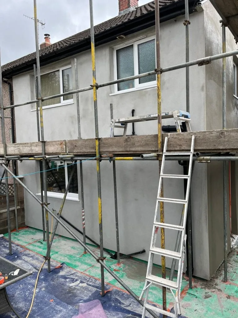 External rendering base coat scaffolding platform