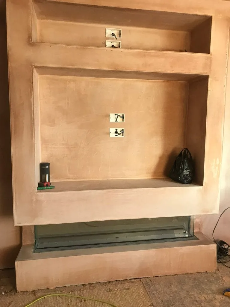 Media wall skim coat finish ready for decorating UK