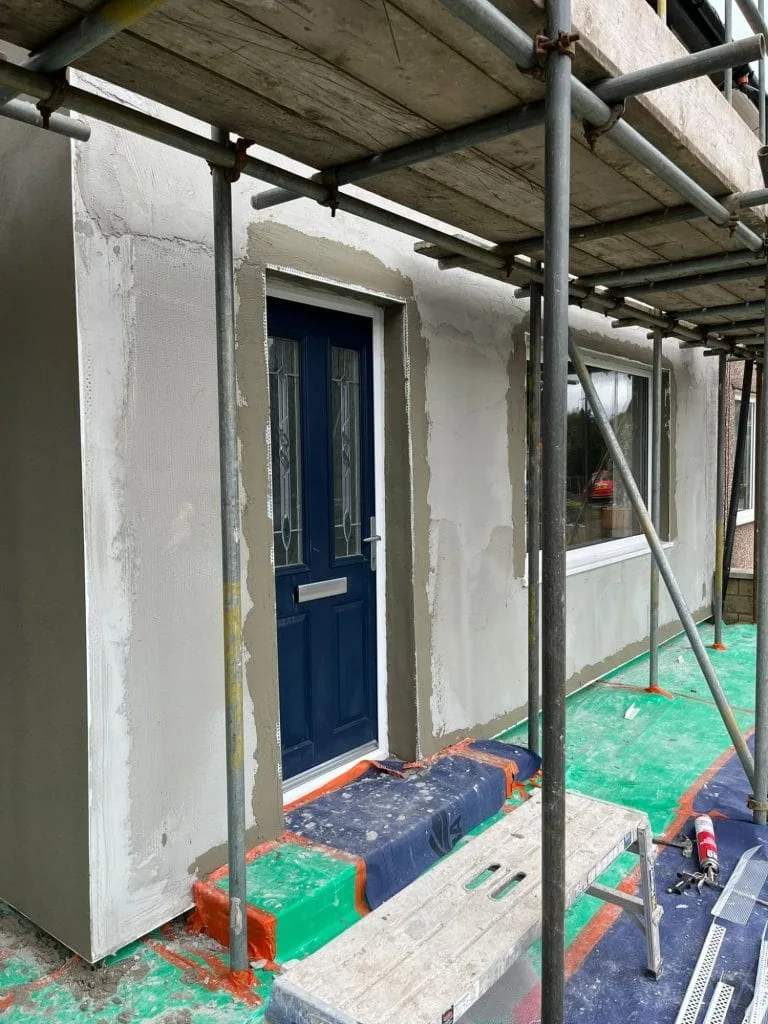 Rendering door surround base coat application