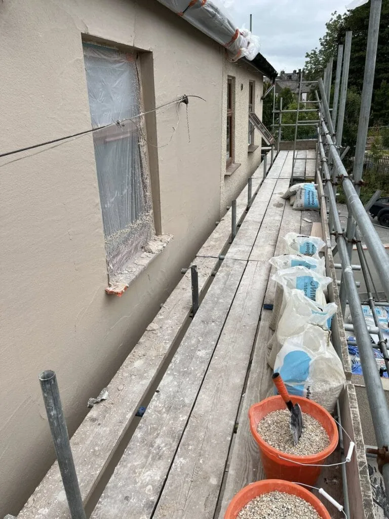 Scaffold access render preparation upper wall