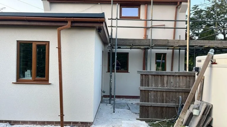Smooth render finish rear house UK